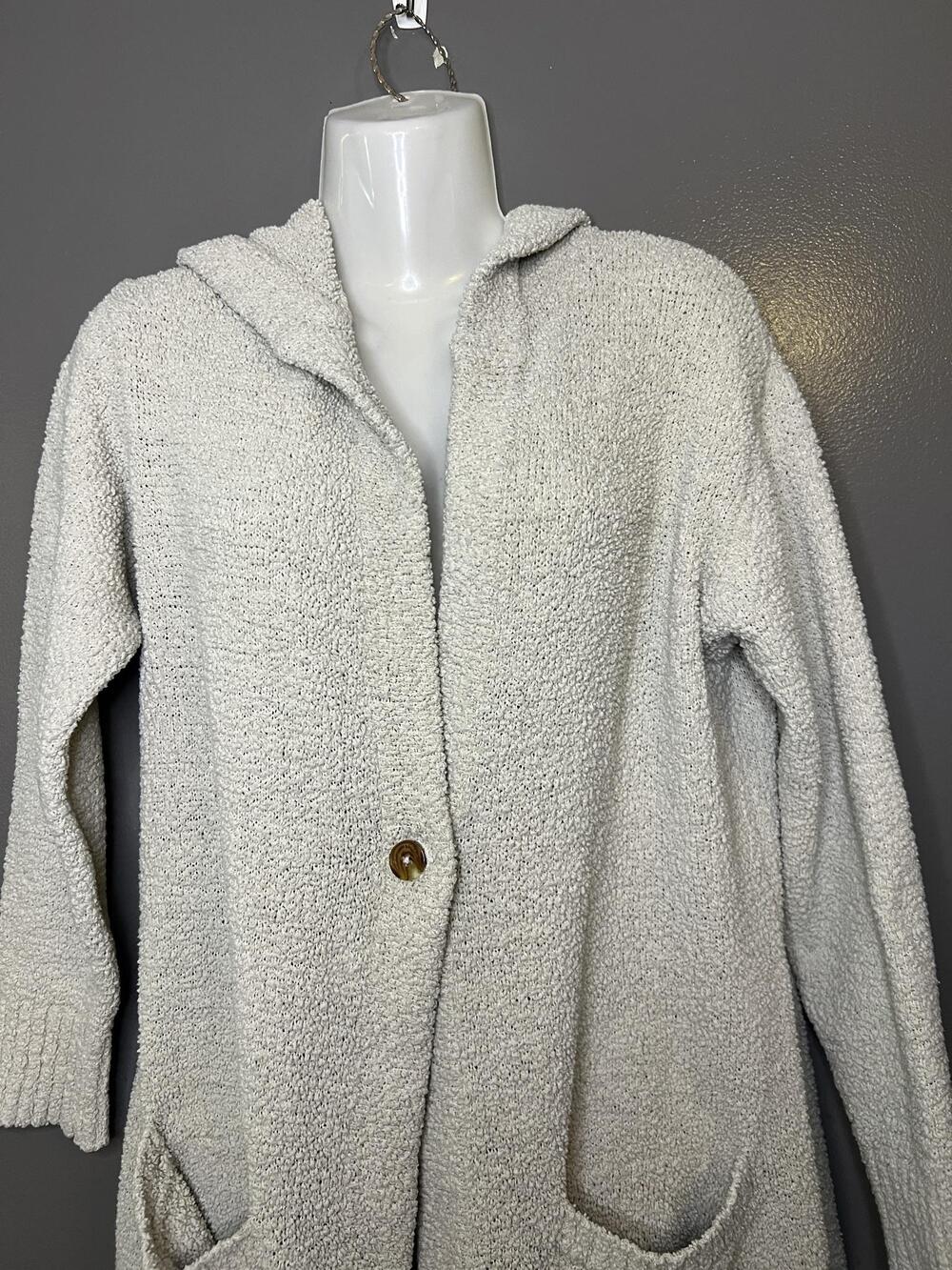 UGG Cardigan Sweater Womens Large Gray Hooded Open Front Chunky Knit Pockets